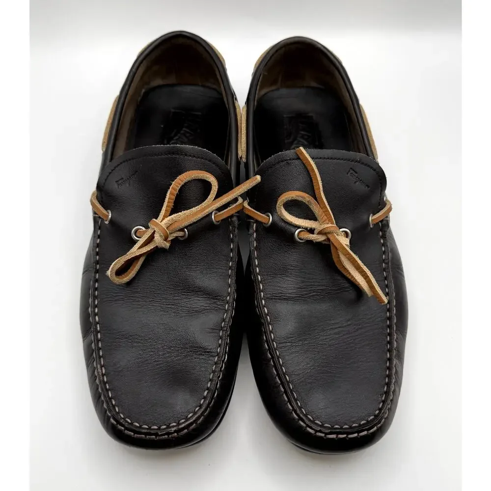 Salvatore Ferragamo Men's leather Loafer Dark Brown Size  9 1/2